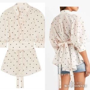 Zimmermann Cream Heart Print Blouse